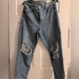 Brand new distress high rise mom jeans